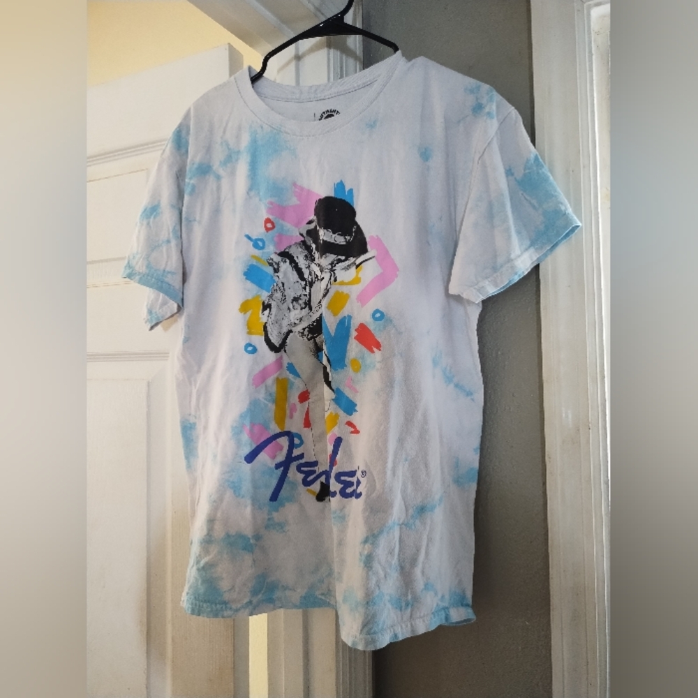 Fender Authentic Hendrix Tie Dye Short Sleeve Tee Size Large 100% Cotton